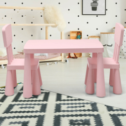 Costway Pink Children Table and Chair Set - Size: 81.3 x 61 x 20.32cm - Wilko