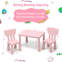 Costway Pink Children Table and Chair Set - Size: 81.3 x 61 x 20.32cm - Wilko - thumbnail 7