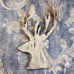 Shatchi Cream Deer Wooden Hanging Christmas Decoration 26cm - Size: 29 x 24 x 20cm - Wilko - thumbnail 5