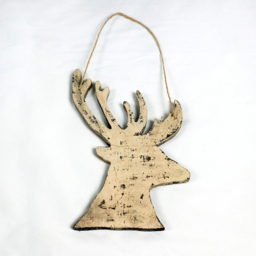 Shatchi Cream Deer Wooden Hanging Christmas Decoration 26cm - Size: 29 x 24 x 20cm - Wilko - thumbnail 4