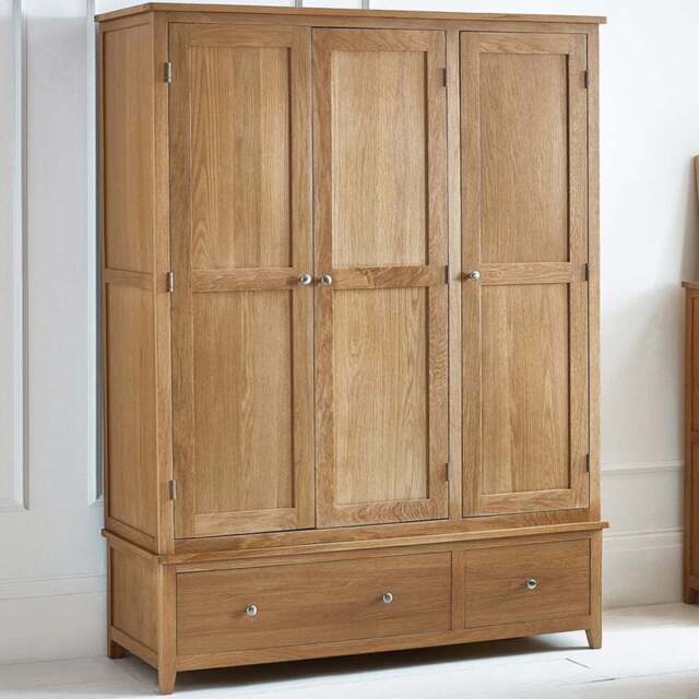 Julian Bowen Mallory 3 Door 2 Drawer Wardrobe - Size: 3 Door, 2 Drawer - Brown - Wilko - image 1