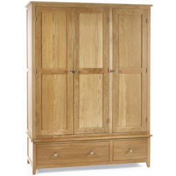 Julian Bowen Mallory 3 Door 2 Drawer Wardrobe - Size: 3 Door, 2 Drawer - Brown - Wilko - thumbnail 3