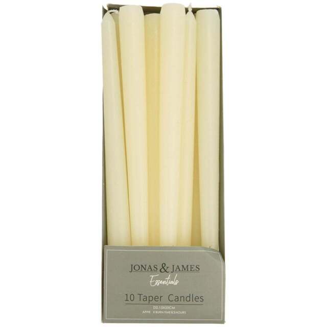 Pack of 10 Taper Candles - White - Wilko - image 1