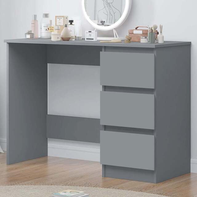 FWStyle Stora 3 Drawer Matt Grey Dressing Table - Size: 72 x 99 x 40cm - Wilko - image 1