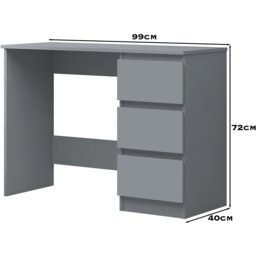 FWStyle Stora 3 Drawer Matt Grey Dressing Table - Size: 72 x 99 x 40cm - Wilko - thumbnail 7