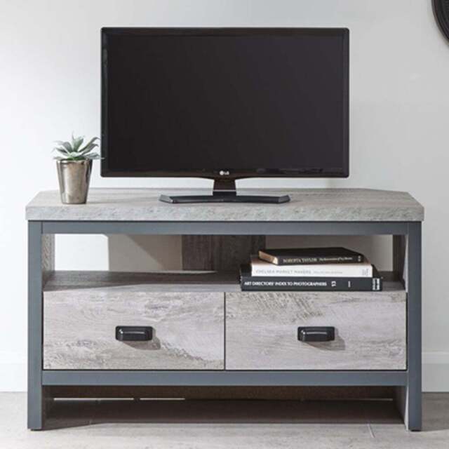 GFW Boston 2 Drawer Grey Corner TV Unit - Size: 45 x 86 x 48cm - Wilko - image 1