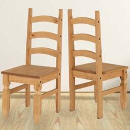 Seconique Corona Set of 2 Distressed Waxed Pine Dining Chair - Brown - Wilko - thumbnail 1