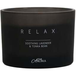 True Aroma Relax Lavender and Tonka Bean Scented Candle - Black - Wilko - thumbnail 1