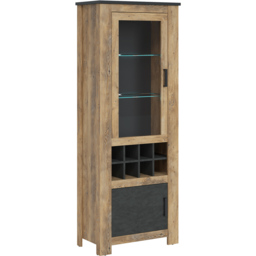 Florence 2 Door Chestnut and Matera Grey Display Cabinet with Wine Rack - Size: 38.5 x 74 x 191.1cm - Brown - Furniture to Go - Wilko - thumbnail 3
