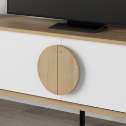 Decortie Gora 4 Door Oak and White TV Unit with Circle Handle - Size: 50.8 x 180 x 35.7cm - Multi - Wilko - thumbnail 4