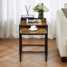 Vida Designs Brooklyn Dark Wood Nest of Tables Set of 2 - Size: 45 x 45 x 50cm - Brown - Wilko - thumbnail 5