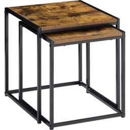 Vida Designs Brooklyn Dark Wood Nest of Tables Set of 2 - Size: 45 x 45 x 50cm - Brown - Wilko - thumbnail 3