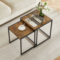 Vida Designs Brooklyn Dark Wood Nest of Tables Set of 2 - Size: 45 x 45 x 50cm - Brown - Wilko - thumbnail 6