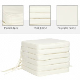 Outsunny White Dining Chair Seat Pad Cushion 42 x 42cm 6 Pack - Cream - Wilko - thumbnail 5