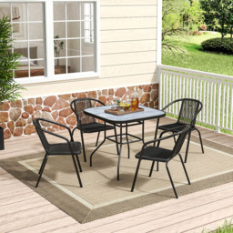 Living and Home Wicker 4 Seater Wood Grain Square Patio Set - Black - Wilko - thumbnail 7