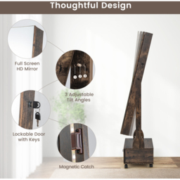 Costway Single Drawer Coffee Mirror with Jewellery Cabinet 37 x 119cm - Size: 140 x 48cm - Brown - Wilko - thumbnail 6