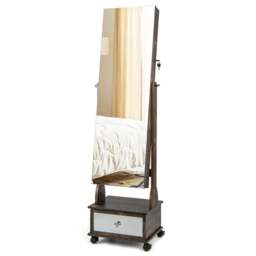 Costway Single Drawer Coffee Mirror with Jewellery Cabinet 37 x 119cm - Size: 140 x 48cm - Brown - Wilko - thumbnail 1