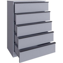 FWStyle Lania 5 Drawer Dark Grey Scalloped Ripple Effect Chest of Drawers - Wilko - thumbnail 4