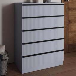 FWStyle Lania 5 Drawer Dark Grey Scalloped Ripple Effect Chest of Drawers - Wilko - thumbnail 1