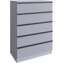 FWStyle Lania 5 Drawer Dark Grey Scalloped Ripple Effect Chest of Drawers - Wilko - thumbnail 3