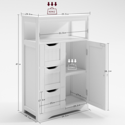 Dakota 3 Drawer White Bathroom Storage Cabinet - Size: 87 x 55.5 x 29.52cm - MCC - Wilko - thumbnail 7