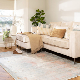 Kukoon Distressed Abstract Beige Pastel Pink Washable Rug 240 x 330cm - Multi - Wilko - thumbnail 3
