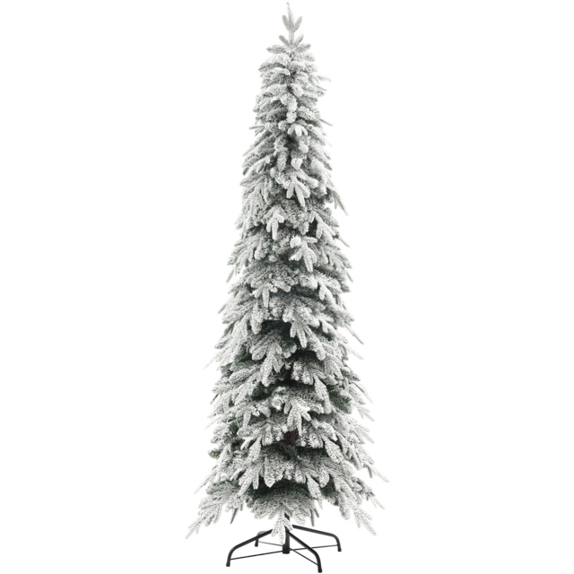 Everglow Snow Flocked Pencil Artificial Christmas Tree 7ft - Green - Wilko - image 1