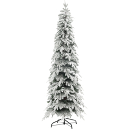 Everglow Snow Flocked Pencil Artificial Christmas Tree 7ft - Green - Wilko