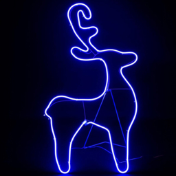 Shatchi Reindeer Neon Rope Light Silhouette LED Outdoor Christmas Decoration - Size: 74 x 40 x 12cm - Blue - Wilko - thumbnail 1