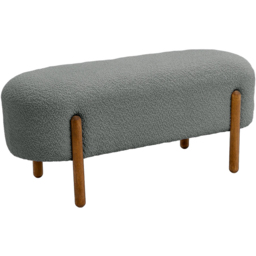 Living and Home 2 Seater Modern Upholstered Bench with Wooden Legs - Size: 44 x 106.5 x 38cm - Grey - Wilko - thumbnail 3