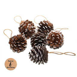 St Helens White Hanging Pine Cone Decoration 6 Pack - Wilko