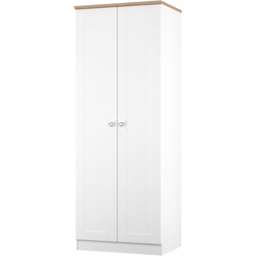 Crowndale Sussex 2 Door White Ash and Bardolino Oak Tall Wardrobe Ready Assembled - White Ash & Bardolino Oak - Wilko - thumbnail 4