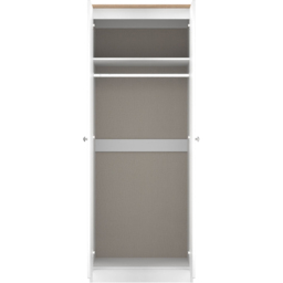 Crowndale Sussex 2 Door White Ash and Bardolino Oak Tall Wardrobe Ready Assembled - White Ash & Bardolino Oak - Wilko - thumbnail 6