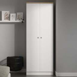 Crowndale Sussex 2 Door White Ash and Bardolino Oak Tall Wardrobe Ready Assembled - White Ash & Bardolino Oak - Wilko - thumbnail 1