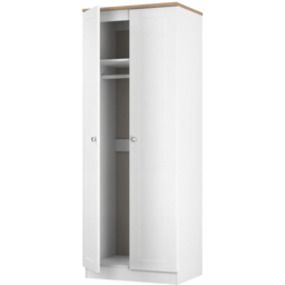 Crowndale Sussex 2 Door White Ash and Bardolino Oak Tall Wardrobe Ready Assembled - White Ash & Bardolino Oak - Wilko - thumbnail 5
