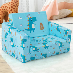 Costway Kids Single Sleeper Blue Convertible Sofa Bed - Size: 57 x 43 x 41cm - Wilko - thumbnail 1