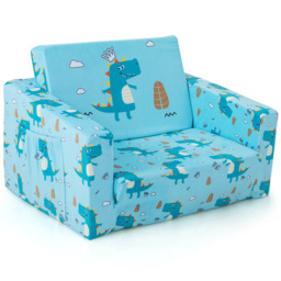 Costway Kids Single Sleeper Blue Convertible Sofa Bed - Size: 57 x 43 x 41cm - Wilko - thumbnail 3