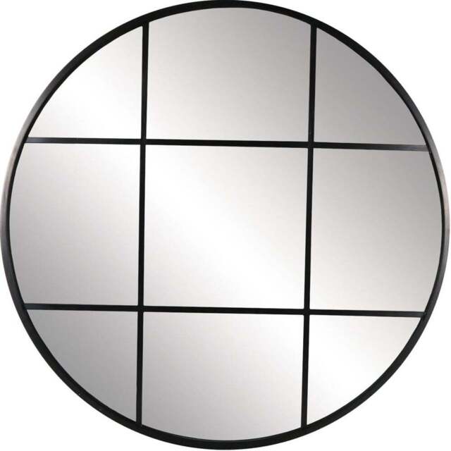 Round Black Window Wall Mirror 80cm - Size: 80 x 80cm - The Port. Co Gallery - Wilko - image 1