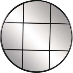Round Black Window Wall Mirror 80cm - Size: 80 x 80cm - The Port. Co Gallery - Wilko - thumbnail 1