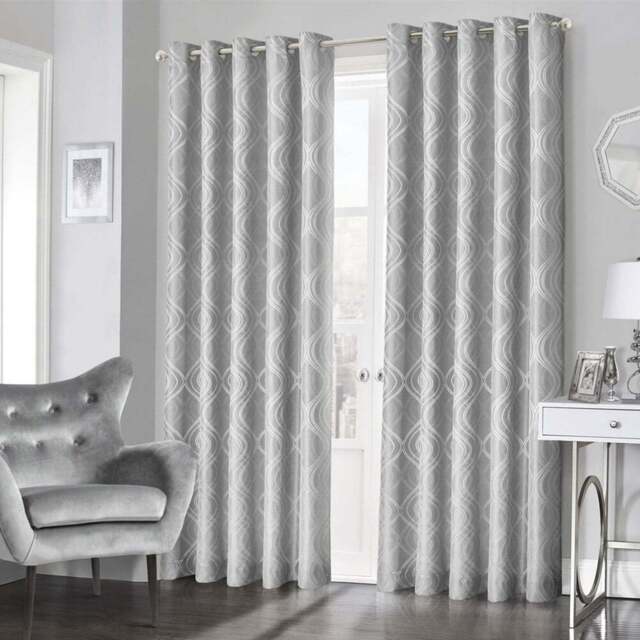 Intimates Clarissa Grey Ringtop Curtains 117 x 137cm - Size: W 117 x D 137cm - Wilko - image 1