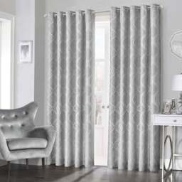 Intimates Clarissa Grey Ringtop Curtains 117 x 137cm - Size: W 117 x D 137cm - Wilko - thumbnail 1
