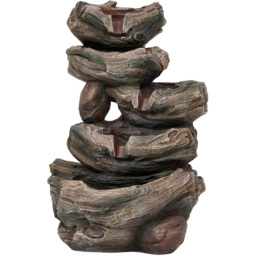 Living and Home 5-Tier Resin Log Wood and Rock Effect Solar LED Water Feature - Size: 46.5 x 29 x 20cm - Brown - Wilko - thumbnail 4