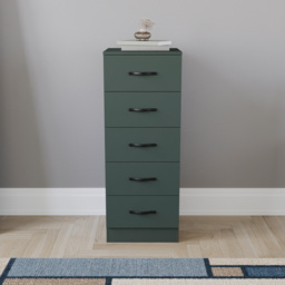 Vida Designs Riano 5 Drawer Jasper Green Narrow Chest of Drawers - Wilko - thumbnail 6
