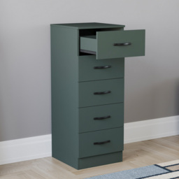 Vida Designs Riano 5 Drawer Jasper Green Narrow Chest of Drawers - Wilko - thumbnail 5