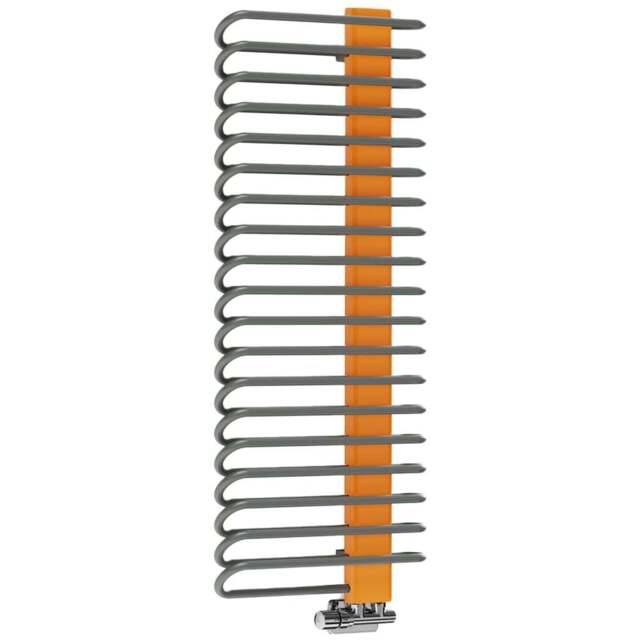 Terma Michelle 2459BTU Graphite and Orange Heated Towel Rail 1200 x 500mm - Size: 120 x 50 x 12.6cm - Multi - Wilko - image 1