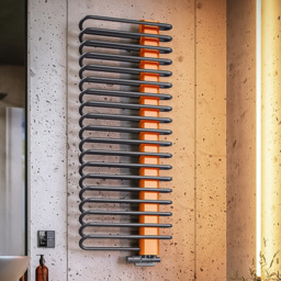 Terma Michelle 2459BTU Graphite and Orange Heated Towel Rail 1200 x 500mm - Size: 120 x 50 x 12.6cm - Multi - Wilko - thumbnail 3