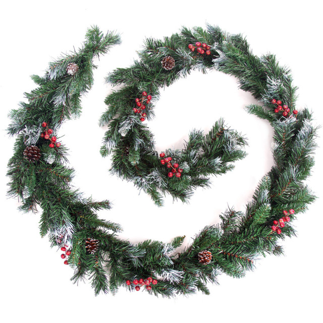 Best Artificial Frosted Deluxe Christmas Garland with Pine and Spruce Tips 370cm - Green - Wilko - image 1