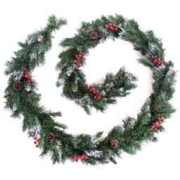 Best Artificial Frosted Deluxe Christmas Garland with Pine and Spruce Tips 370cm - Green - Wilko
