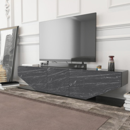 Decorotika Pearl 3 Door 2 Shelf Black and Bendire Modern TV Unit - Size: 40 x 180 x 30cm - Multi - Wilko - thumbnail 7