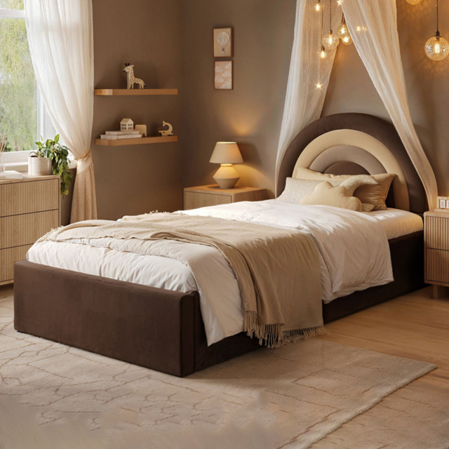 Flair Ava Single Brown Velvet Lift-Up Ottoman Bed - Wilko - image 1